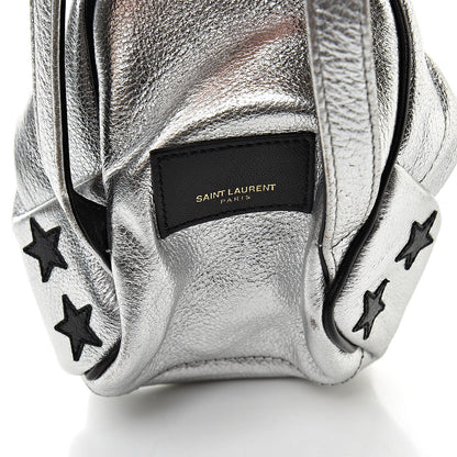 Saint Laurent Metallic Calfskin Toy California Backpack Star Keychain Silver 7 of 8