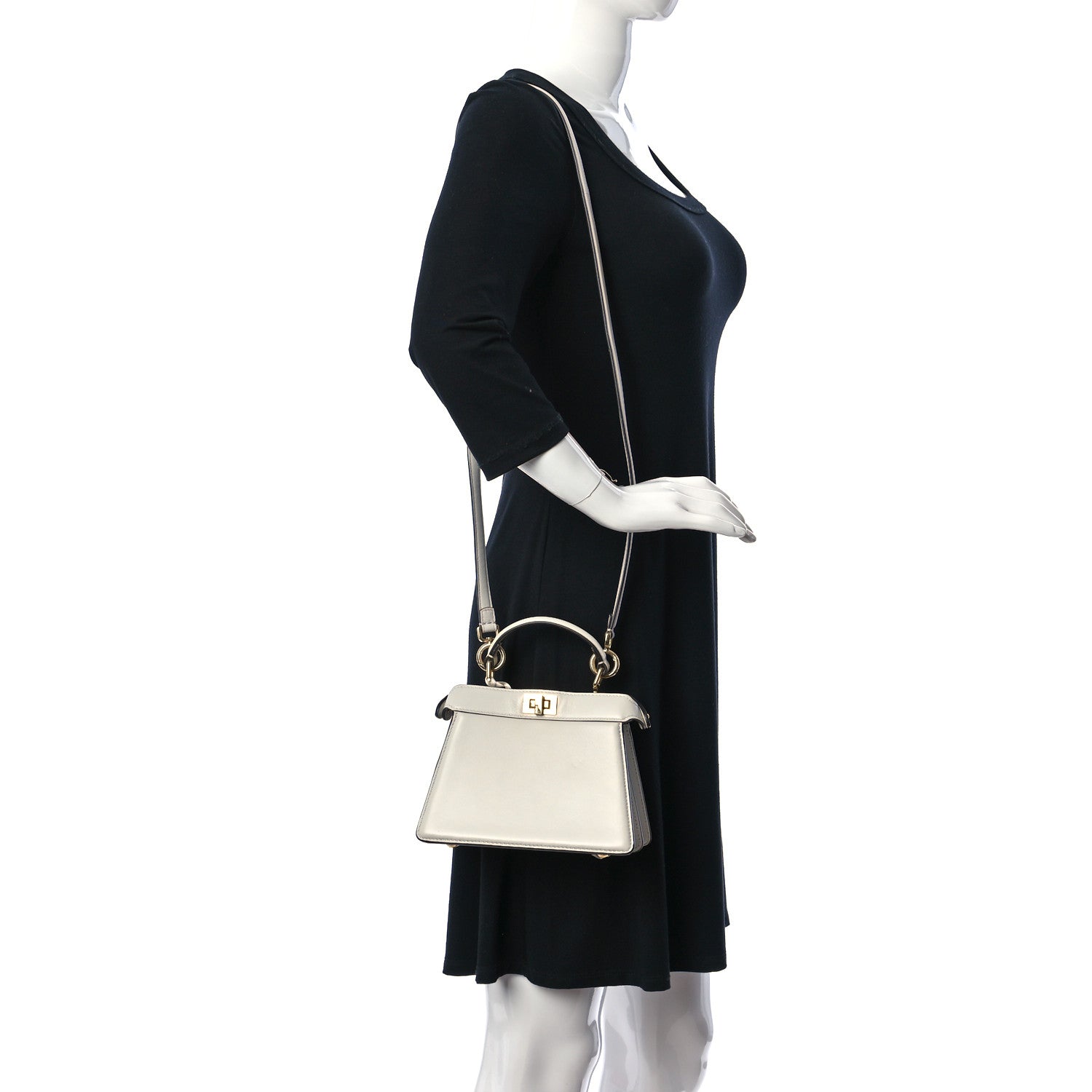 Fendi Shiny Nappa Petite Peekaboo I SEE U Satchel White 2 of 9
