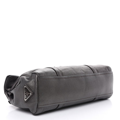 Prada Metallic Buffalo Easy A Foldover Pushlock Satchel Dark Grey 3 of 10