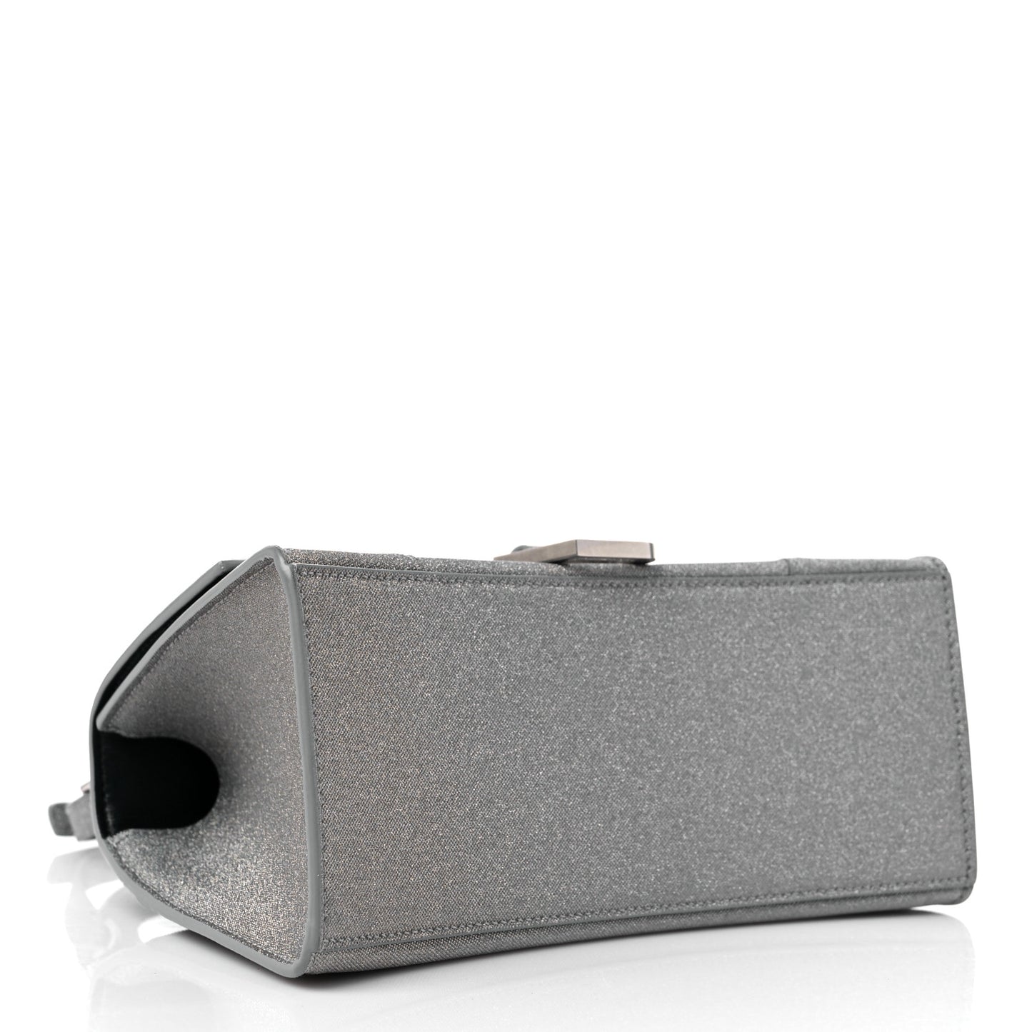 Glitter Fabric Small Hourglass Top Handle Bag Grey