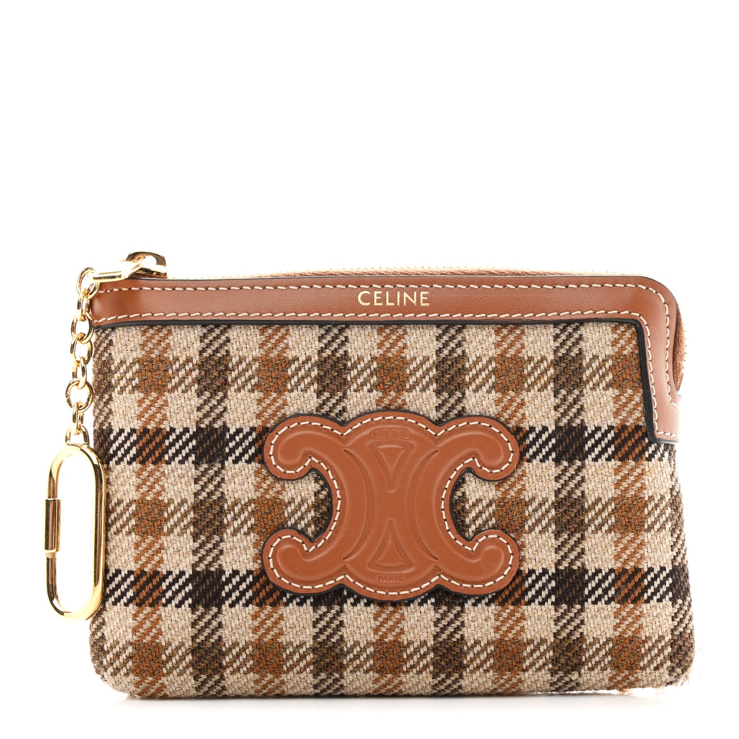 Tartan Calfskin Cuir Triomphe Coin and Card Pouch Multicolor