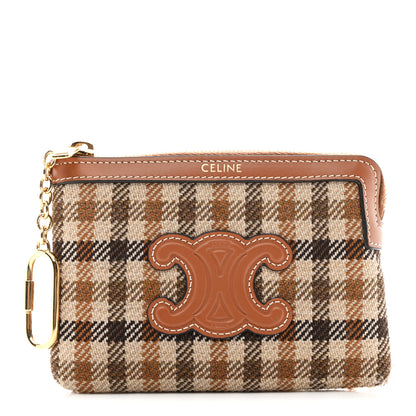 Celine Tartan Calfskin Cuir Triomphe Coin and Card Pouch Multicolor 1 of 9