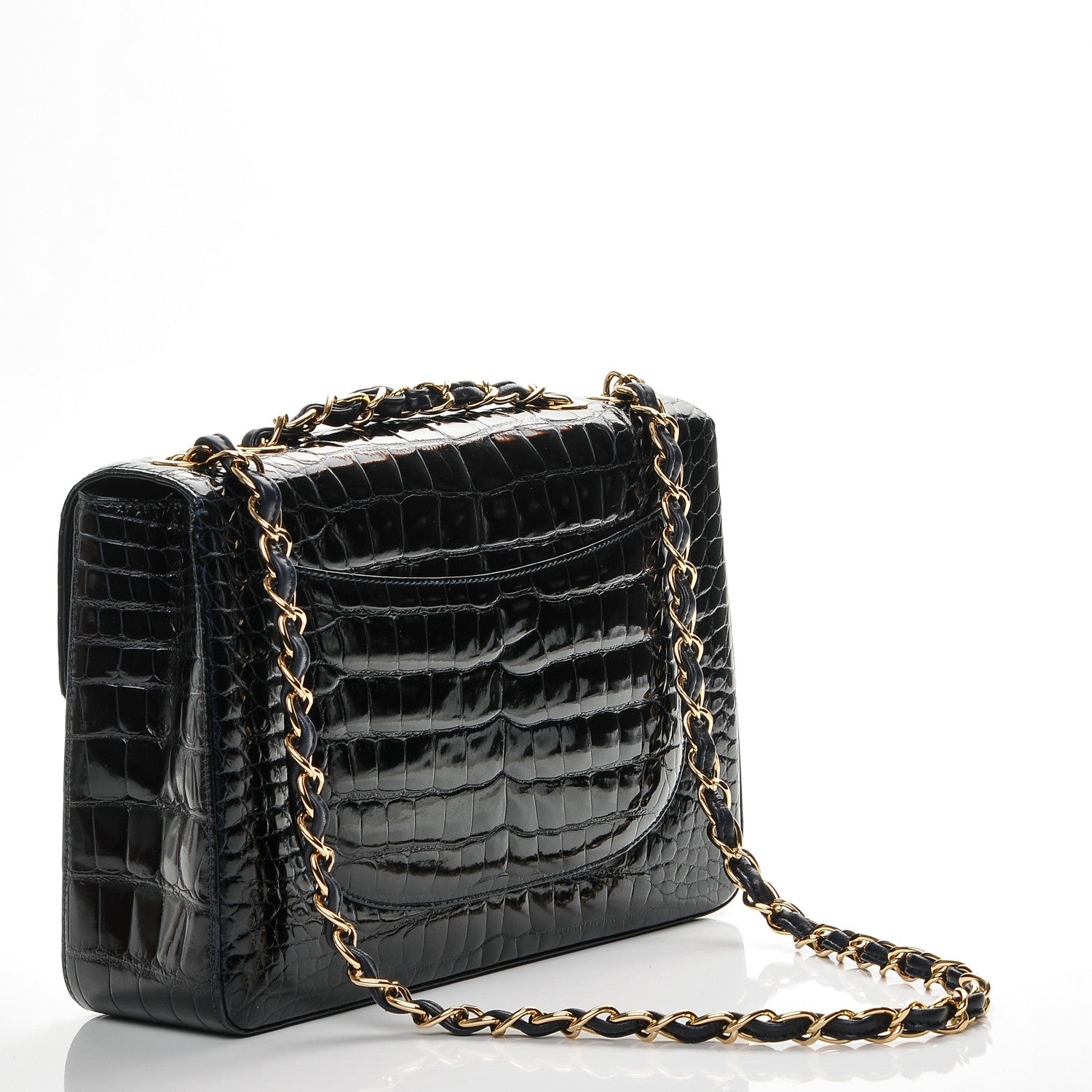 Chanel Alligator Jumbo Single Flap Navy Blue 3 of 7