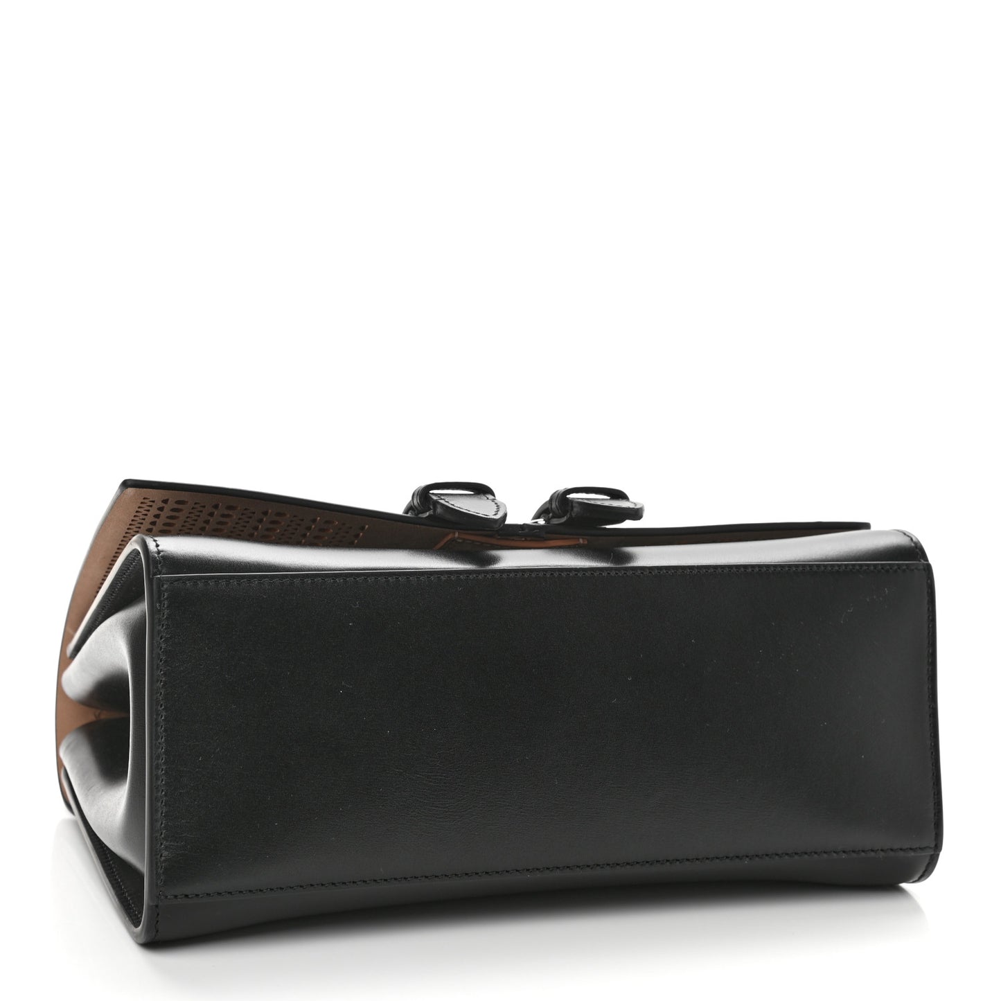 Calfskin Lux Laser Cut Mini Bellechasse 25 Top Handle Bag Black