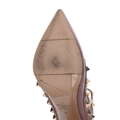 Valentino Garavani Calfskin Nappa Rockstud Ankle Strap 100mm Pumps 35 Grey Pink Poudre 14 of 18