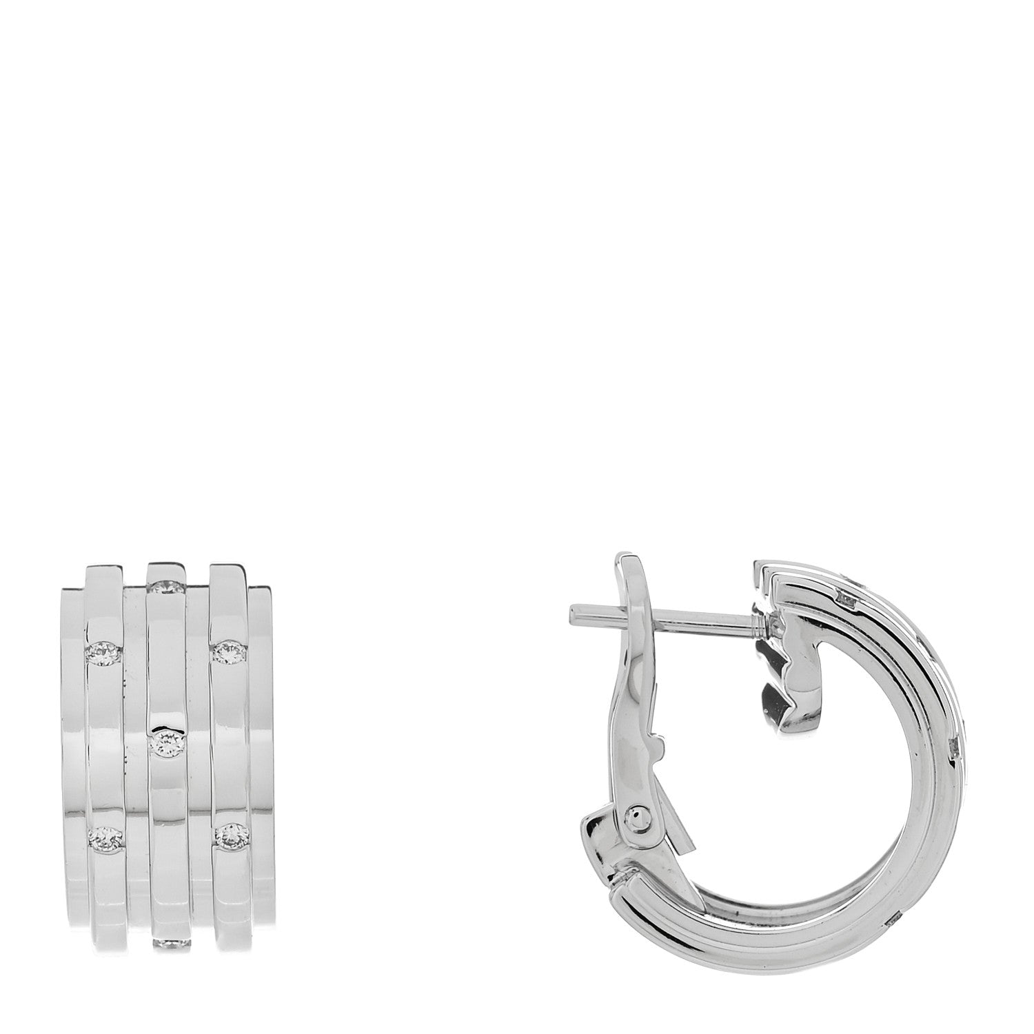 Piaget 18K White Gold Diamond .14ctw Hoop Earrings 1 of 4