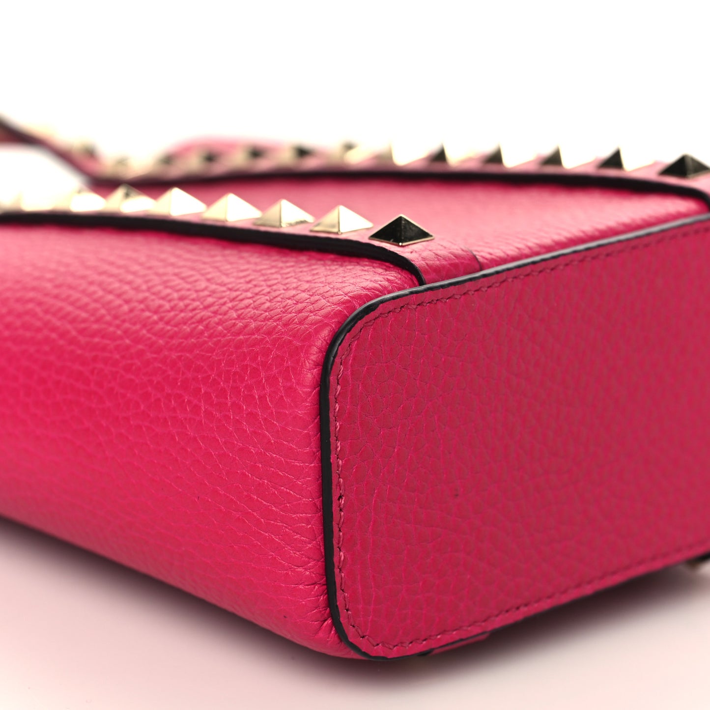 Pebbled Calfskin Rockstud North-South Crossbody Bag Rose Violet
