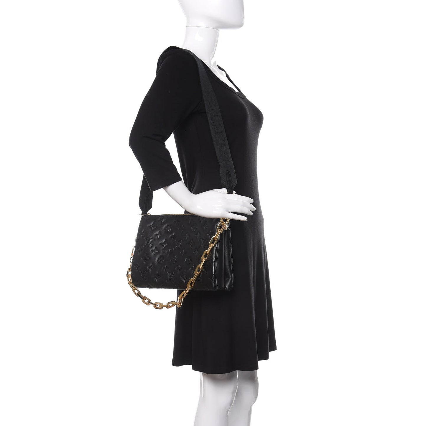 Lambskin Embossed Monogram Coussin PM Black