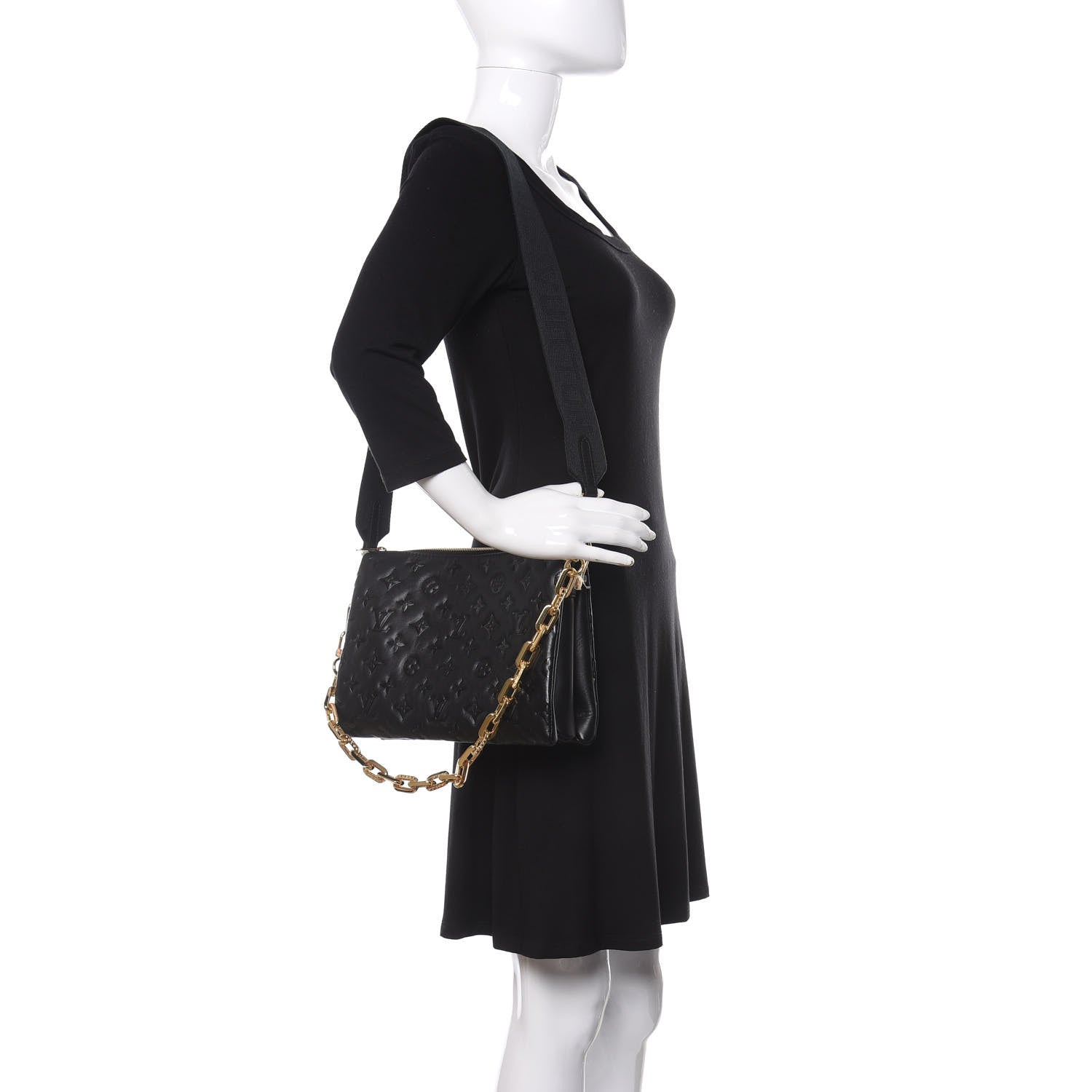 Louis Vuitton Lambskin Embossed Monogram Coussin PM Black 2 of 9