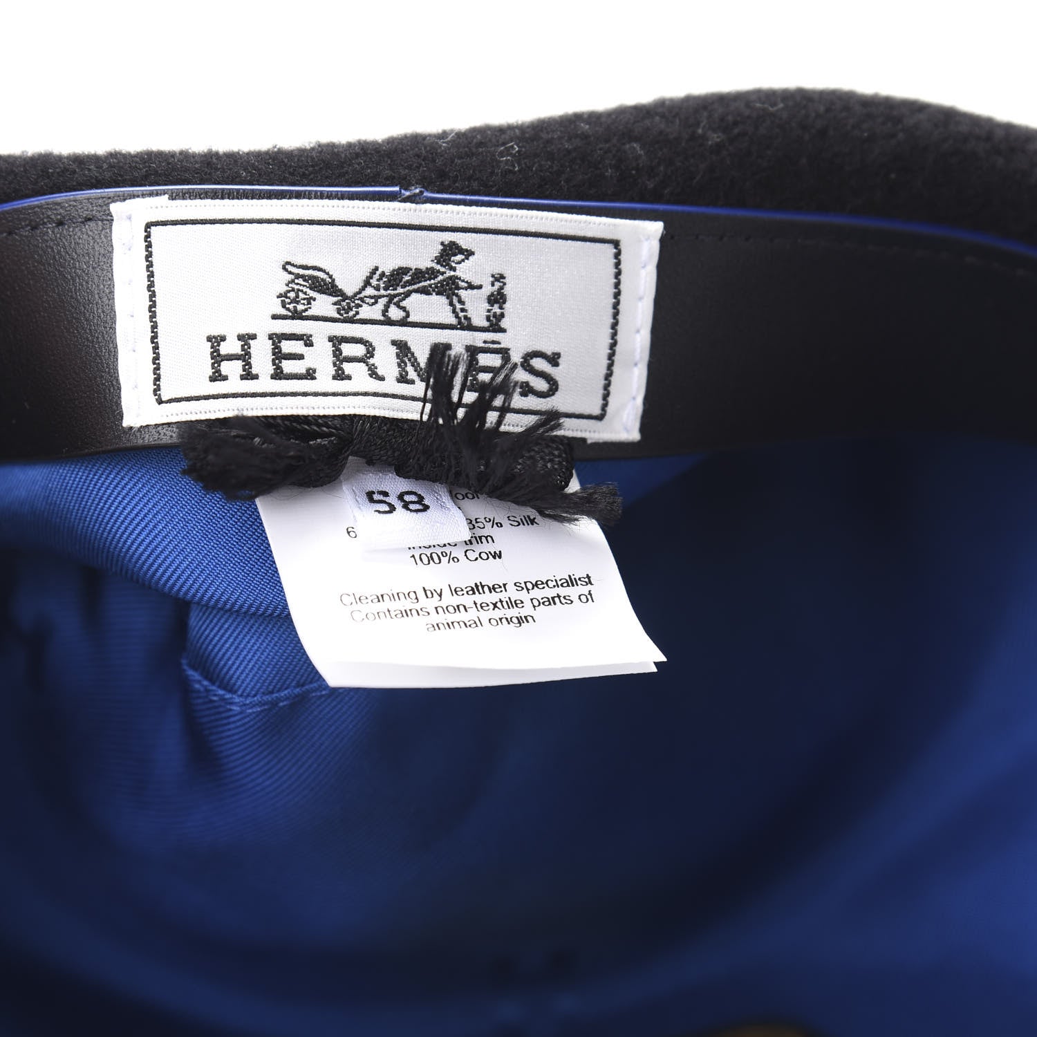 Hermes Merino Wool Clou De Sel Bonnie Beret 58 Black 6 of 9