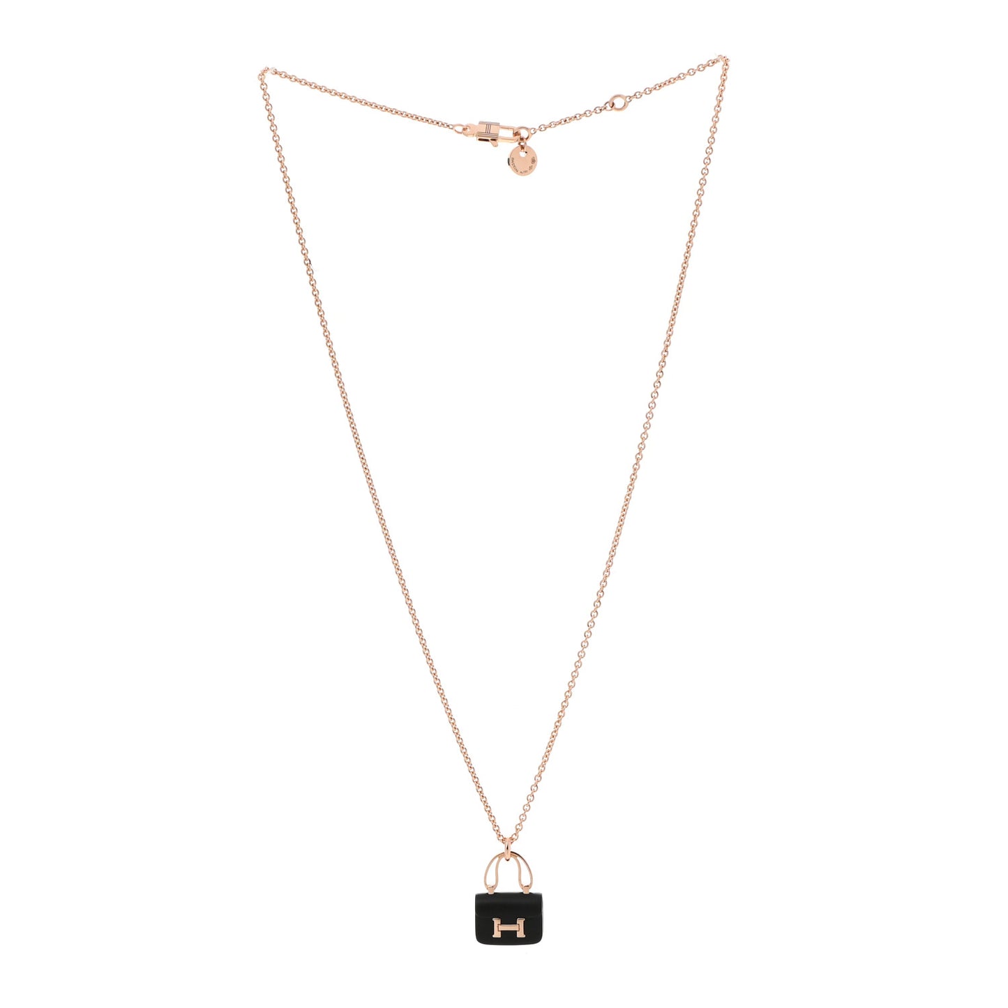 18K Rose Gold Black Jade Constance Amulettes Pendant Necklace