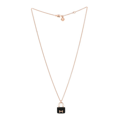 Hermes 18K Rose Gold Black Jade Constance Amulettes Pendant Necklace 3 of 6
