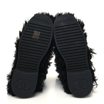 Chanel Shearling Sheepskin High Boots 38.5 Black 6 of 8