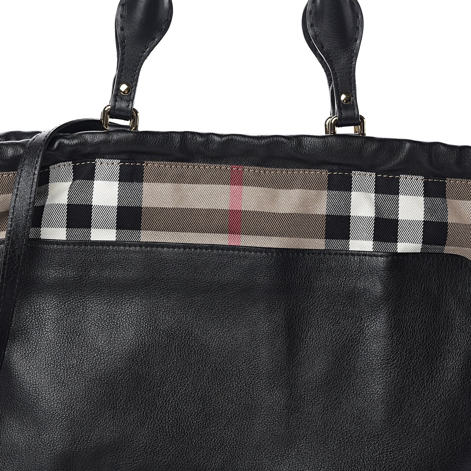 Burberry Soft Calfskin House Check Big Crush Tote Black 6 of 8