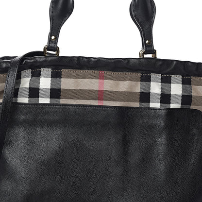 Burberry Soft Calfskin House Check Big Crush Tote Black 6 of 8