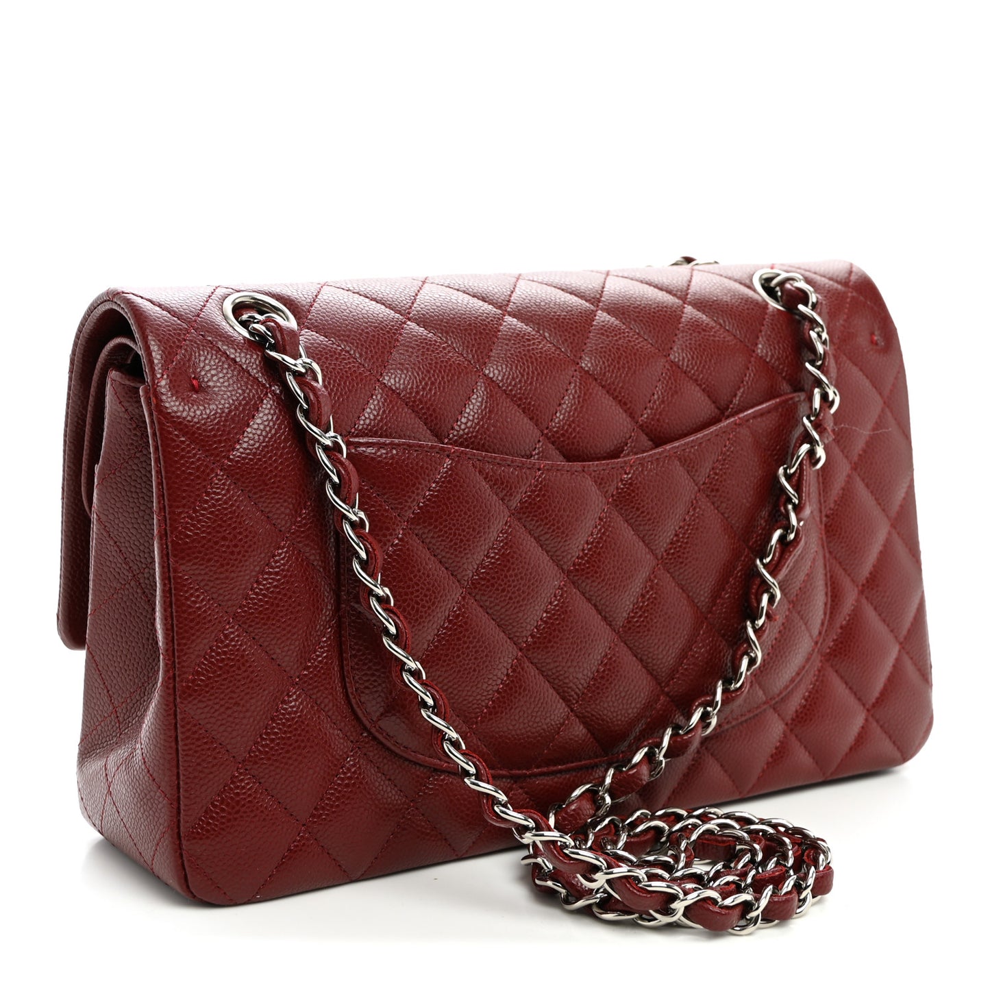 Caviar Quilted Medium Double Flap Burgundy