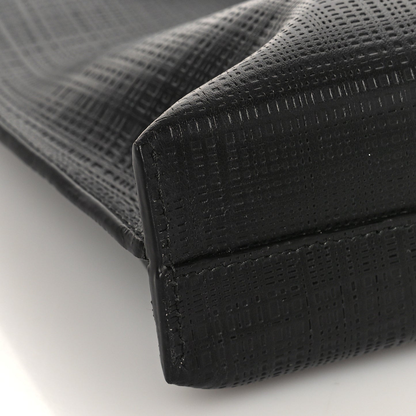 Calfskin Linen Embossed Large T Pouch Black
