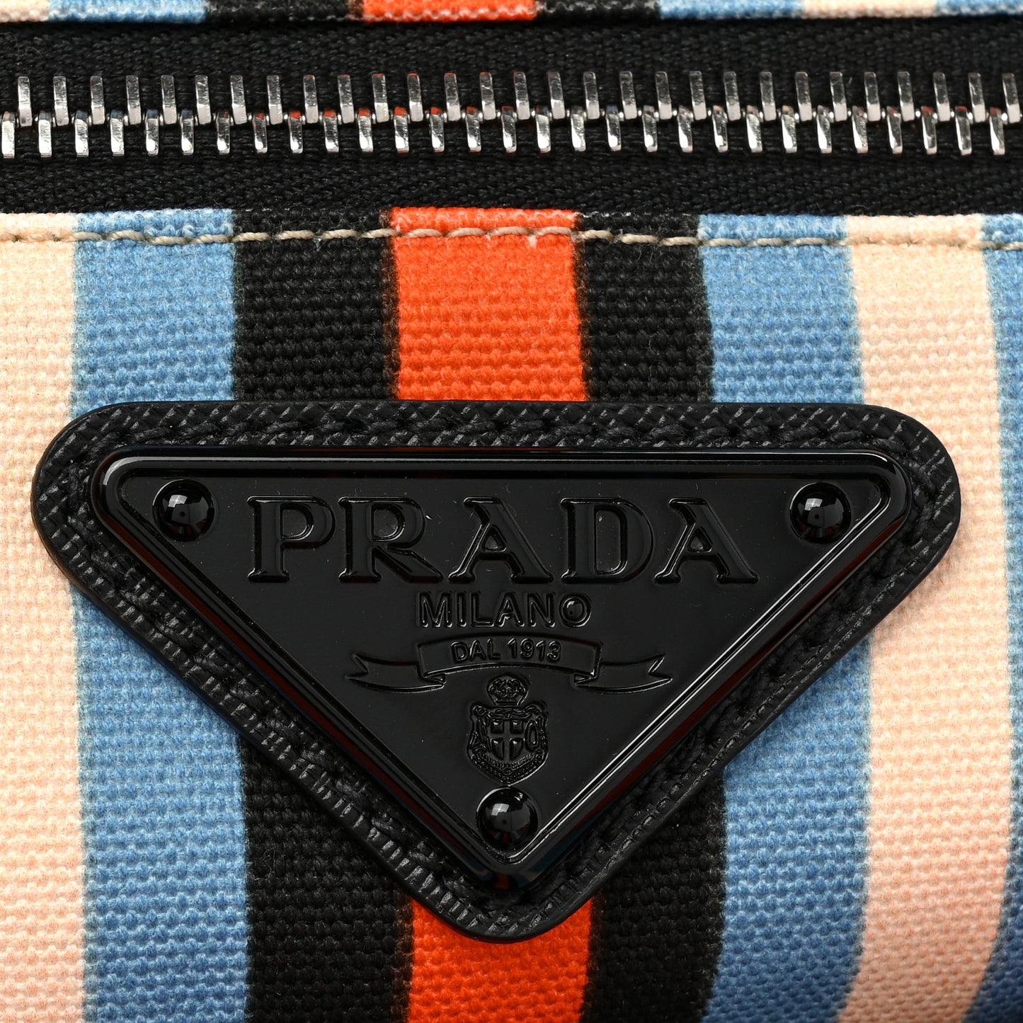 Canvas Logo Embossed Striped Large Triangle Shoulder Bag Arancio
