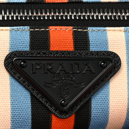 Prada Canvas Logo Embossed Striped Large Triangle Shoulder Bag Arancio 6 of 7