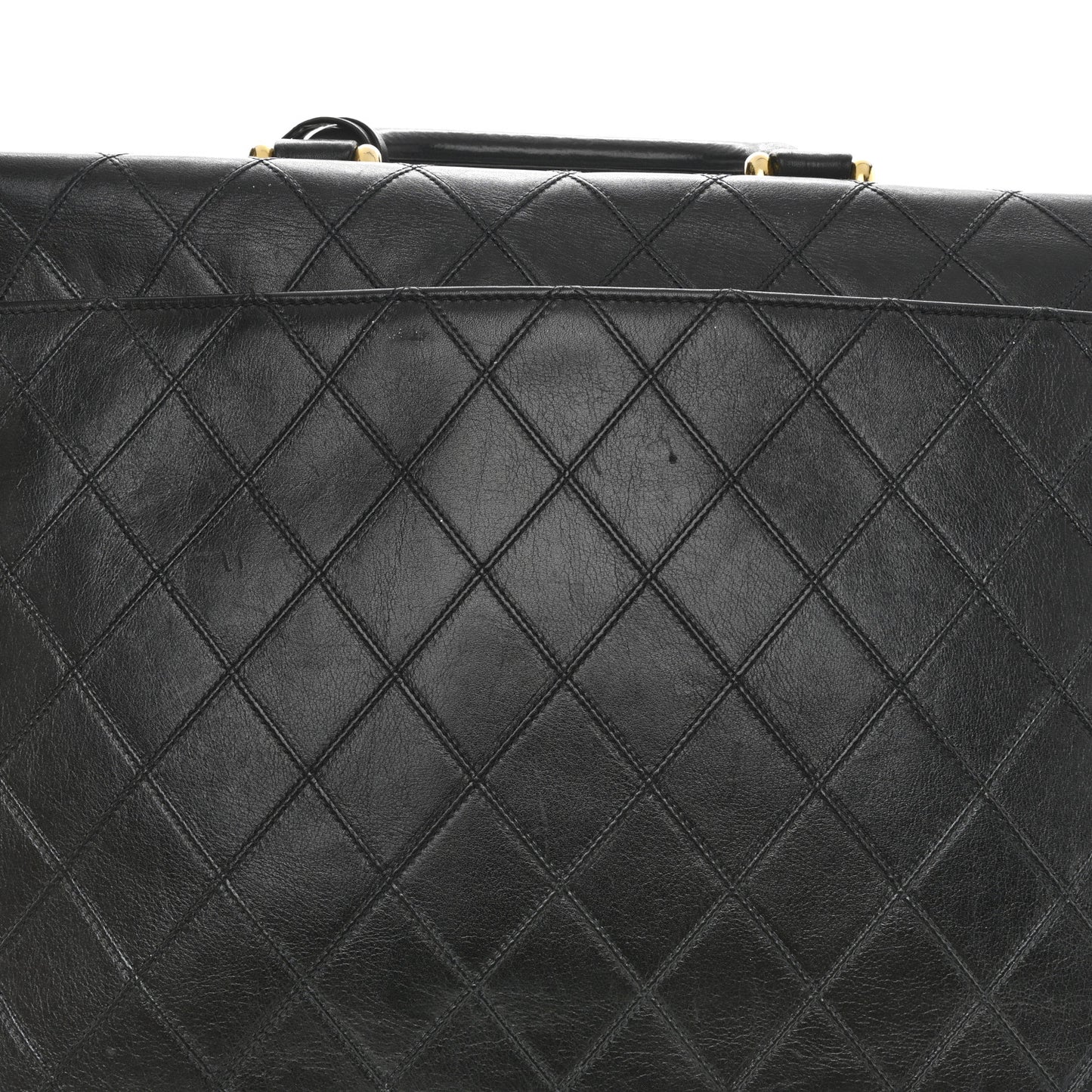 Lambskin Stitched Briefcase Bag Black