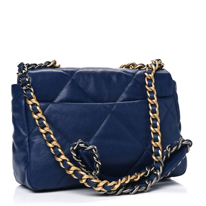 Chanel Goatskin Quilted Medium Chanel 19 Flap Dark Blue 4 of 13