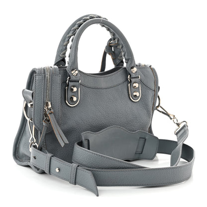 Balenciaga Chevre Silver Metallic Edge Hardware Mini City Bleu Acier 4 of 13