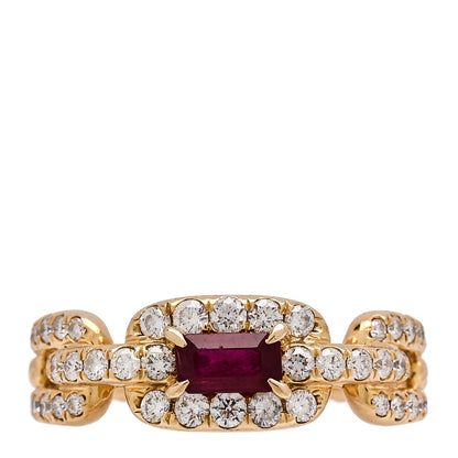 David Yurman 18K Yellow Gold Ruby Diamond 7mm Stax Chain Link Ring 52 6 1 of 5