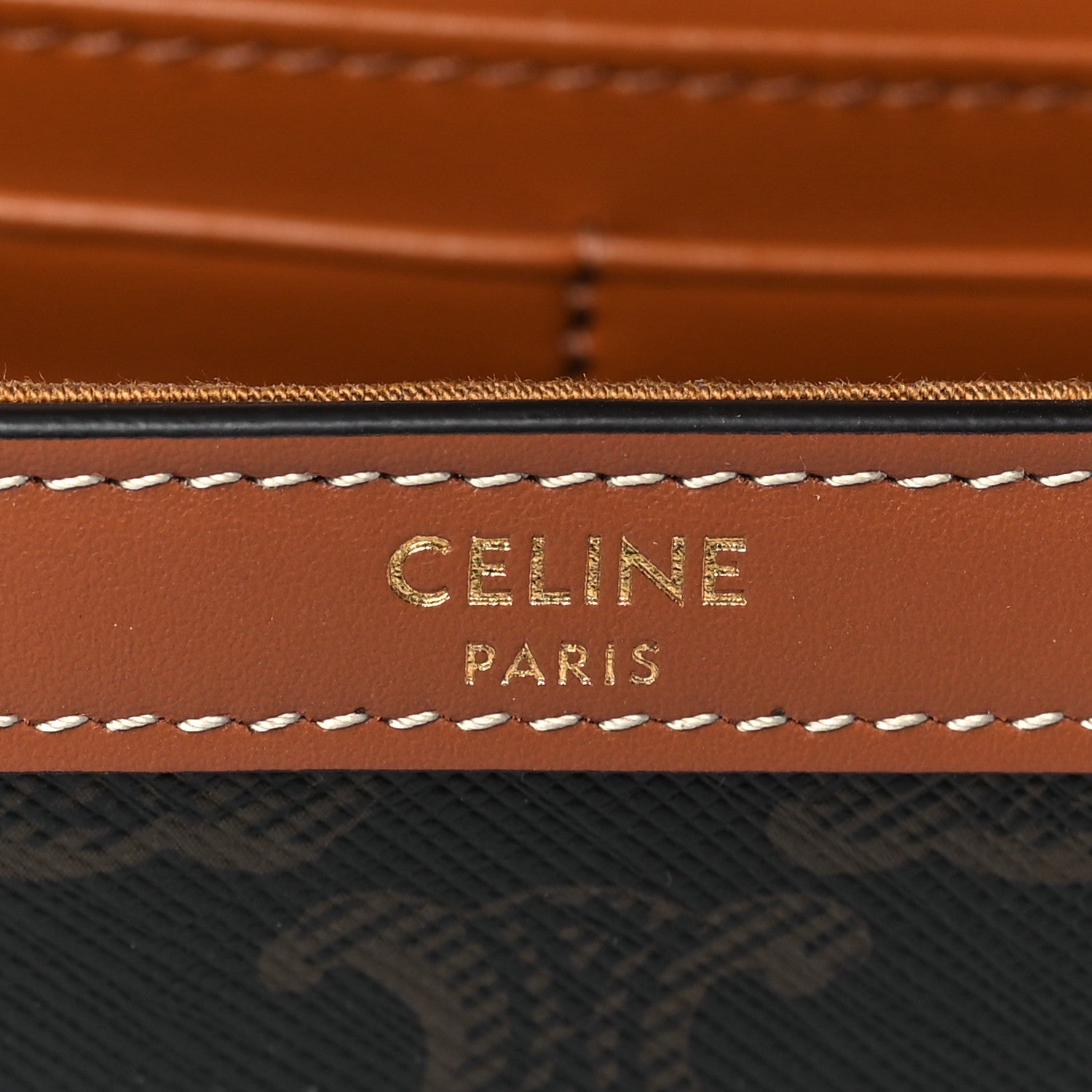 Celine Triomphe Canvas Calfskin Wallet on Chain Tan 6 of 9