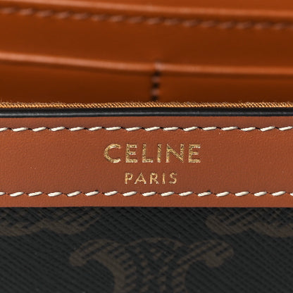 Celine Triomphe Canvas Calfskin Wallet on Chain Tan 6 of 9