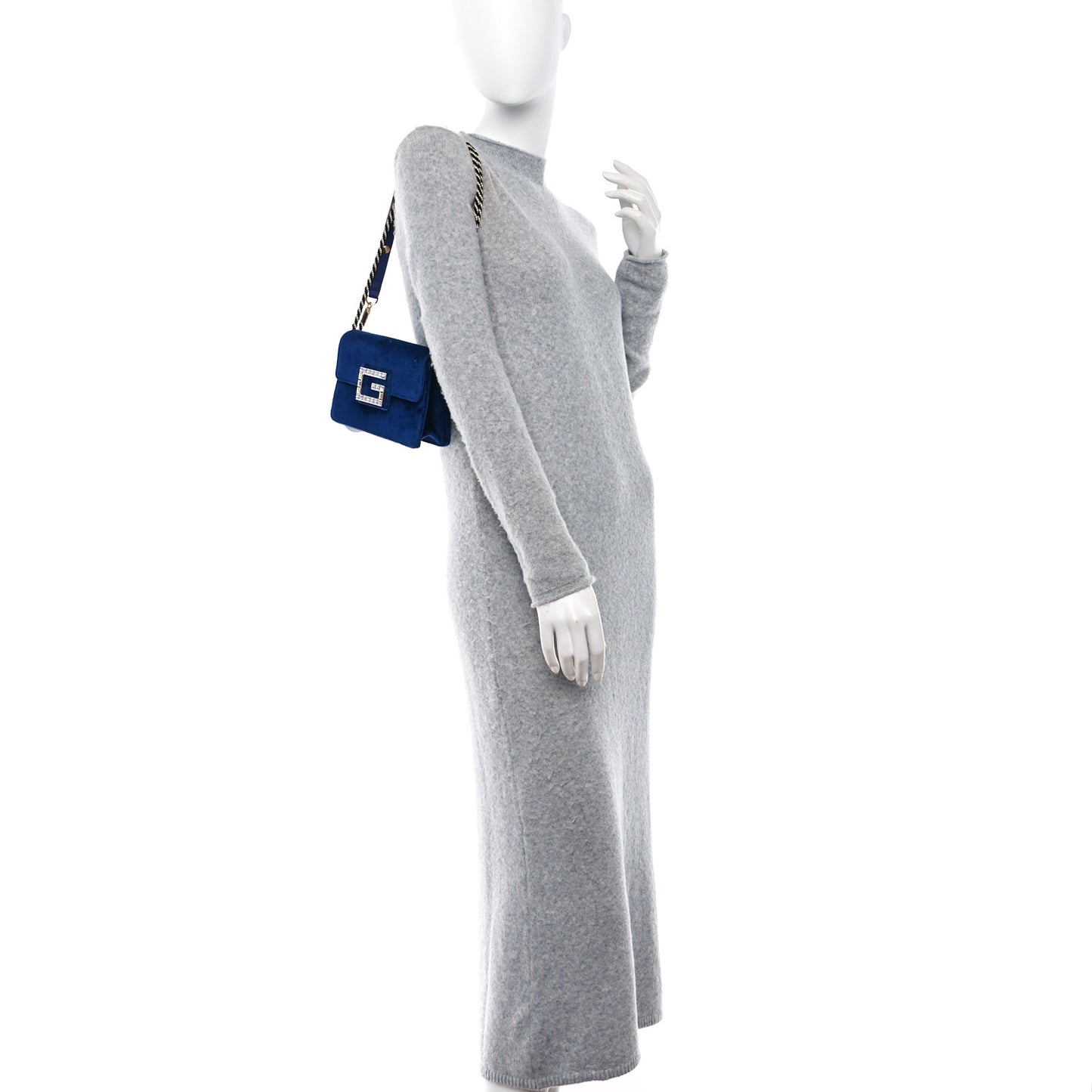 Velvet Crystal Square G Shoulder Bag Cobalt Blue