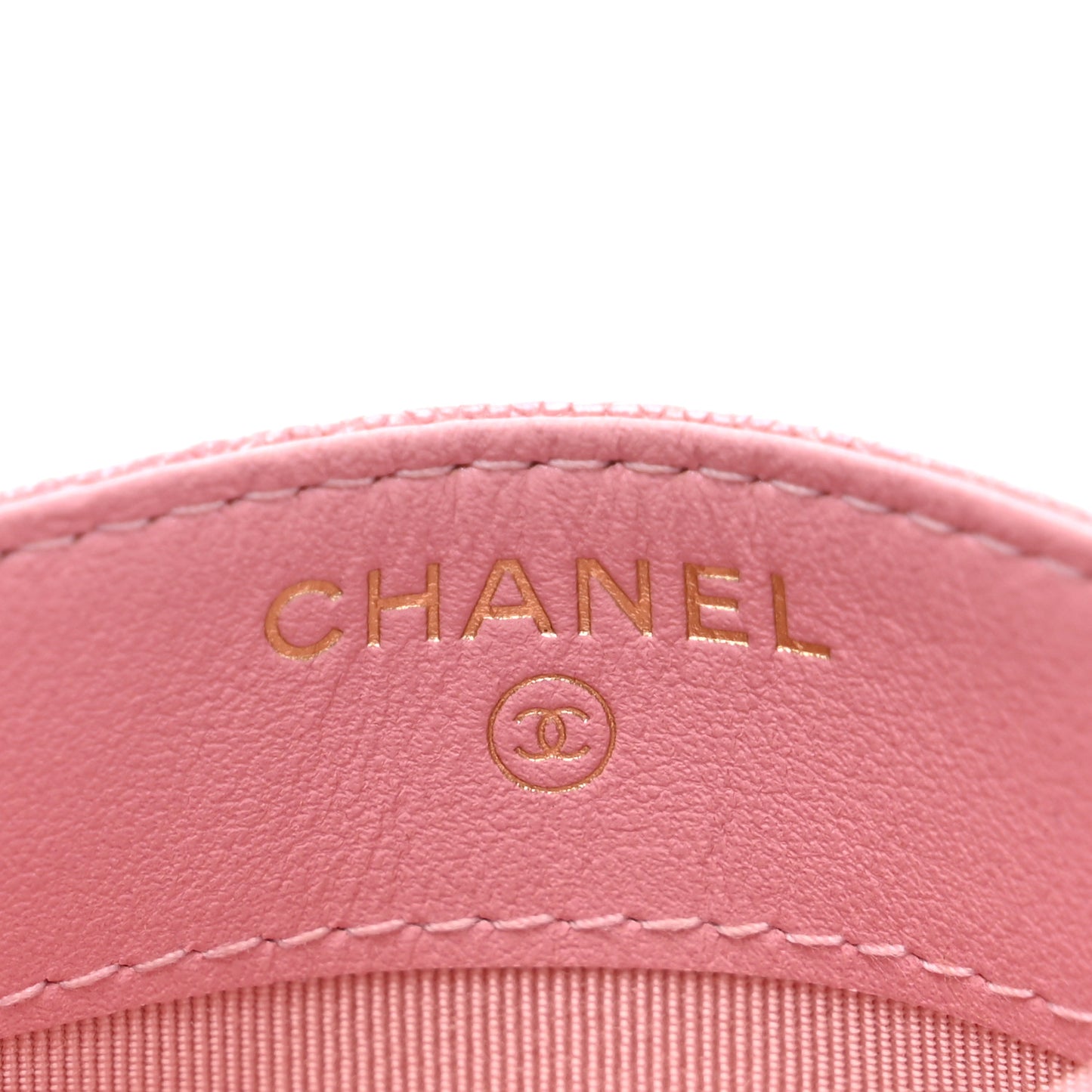 Iridescent Caviar Quilted Card Holder Rose Pink