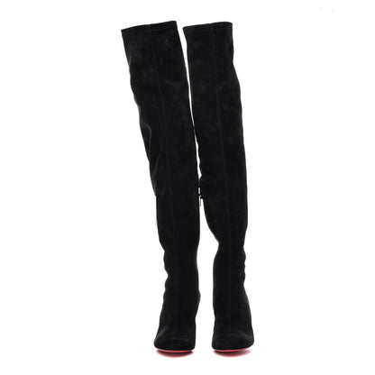 Christian Louboutin Veau Velours Alta Top 70 Over The Knee Boots 40.5 Black 2 of 8