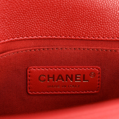 Chanel Caviar Chevron Quilted Medium Boy Flap Red 6 of 10