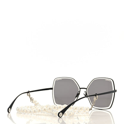 Chanel Metal Butterfly Removable Pearl Chain Sunglasses 4262 Black 4 of 8