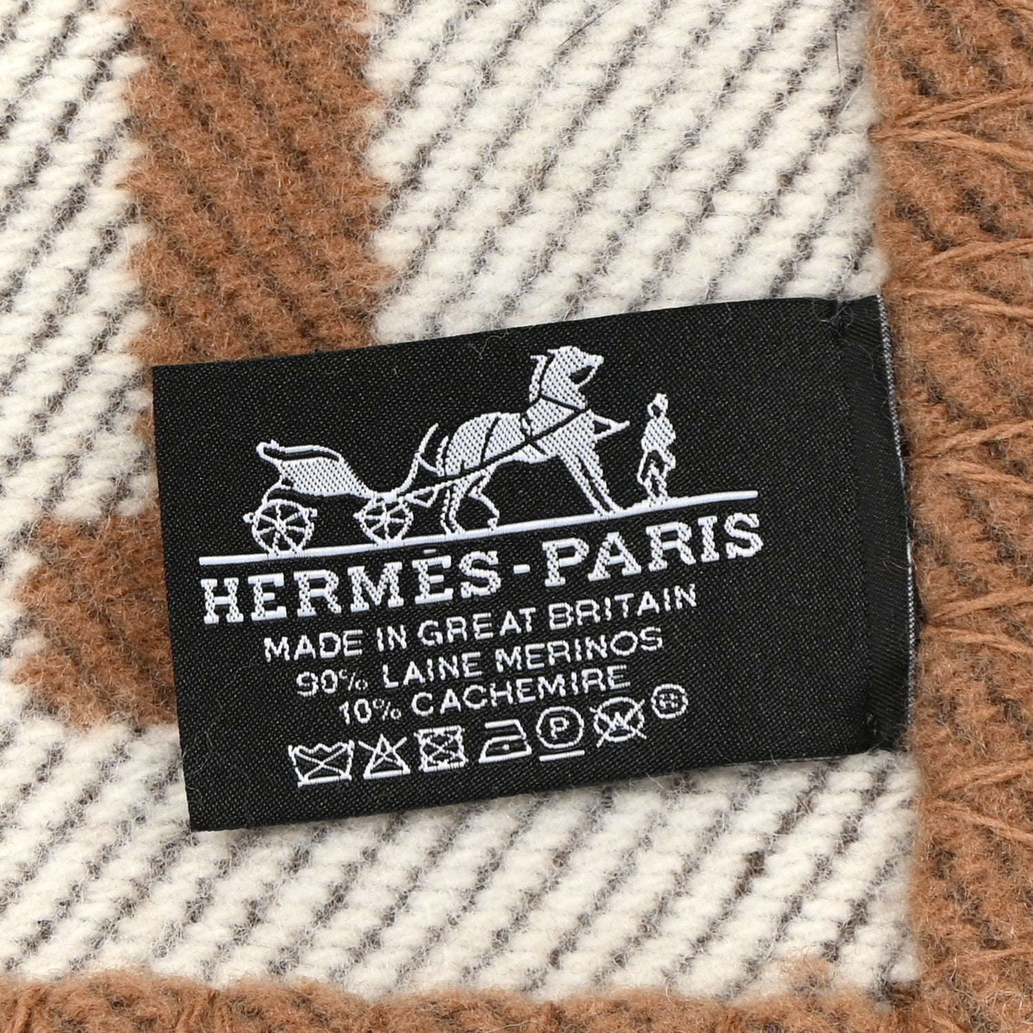 Hermes Wool Cashmere Avalon Blanket Ecru Camel 3 of 4