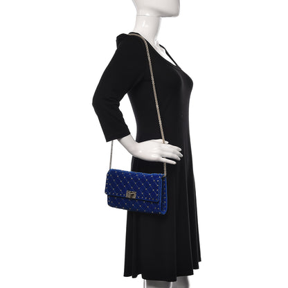 Valentino Garavani Velvet Rockstud Spike Wallet on Chain Acid Blue 2 of 9