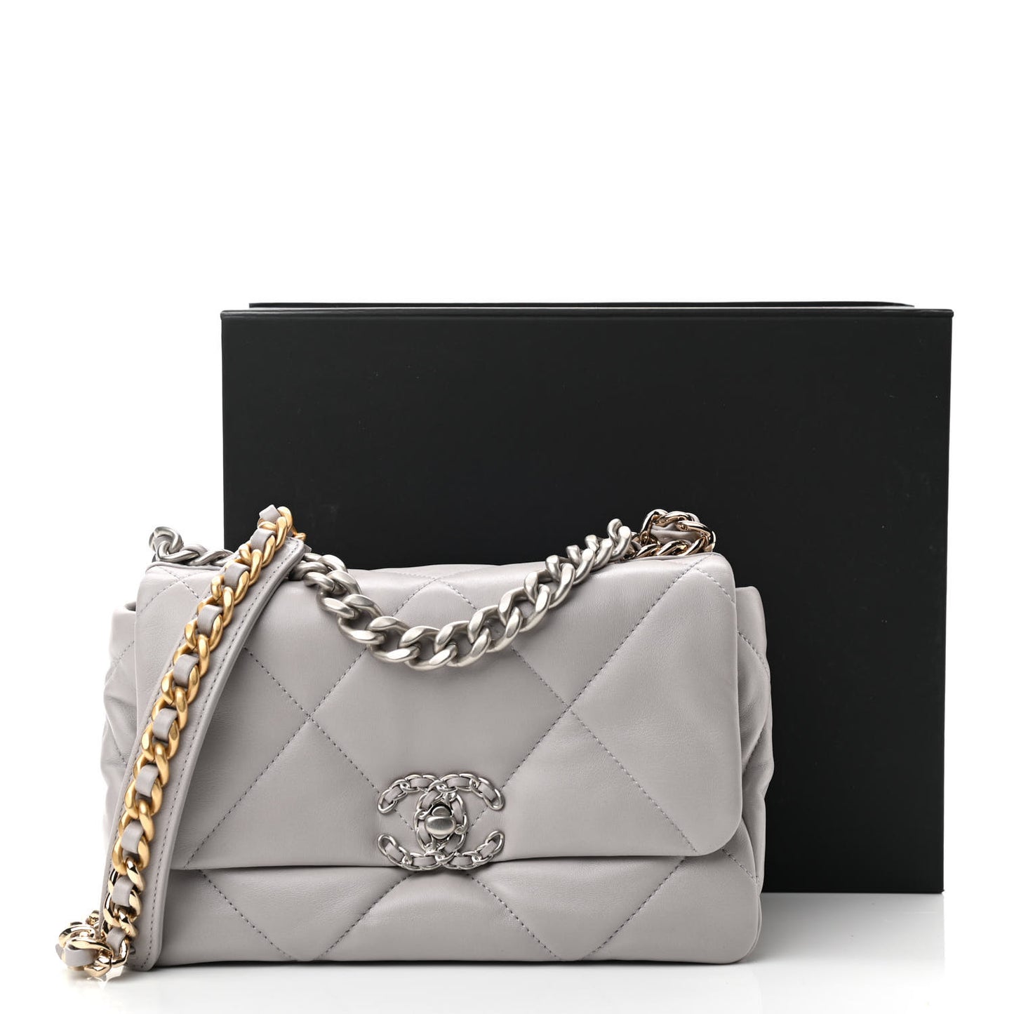 Lambskin Quilted Medium Chanel 19 Flap Grey