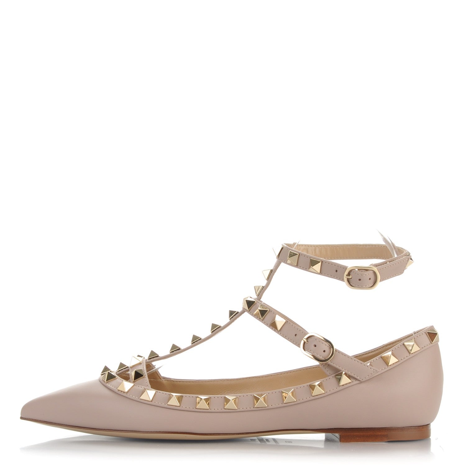 Valentino Garavani Nappa Rockstud Cage Ballerina Flats 36 Poudre 1 of 7
