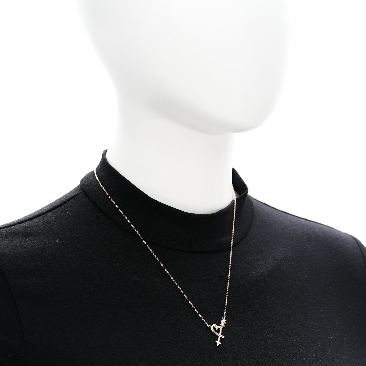 18K Rose Gold Paloma Picasso Heart and Arrow Pendant Necklace