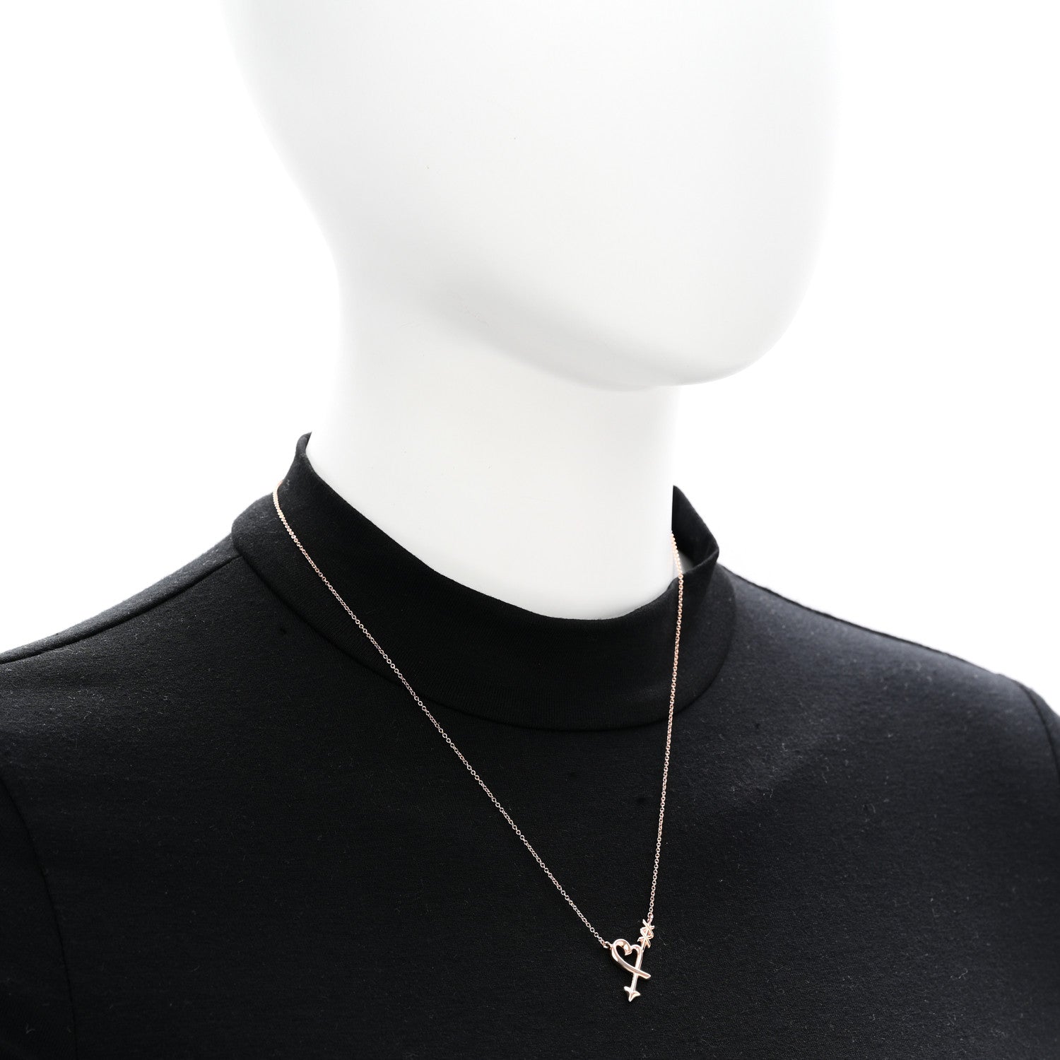 Tiffany 18K Rose Gold Paloma Picasso Heart and Arrow Pendant Necklace 2 of 7