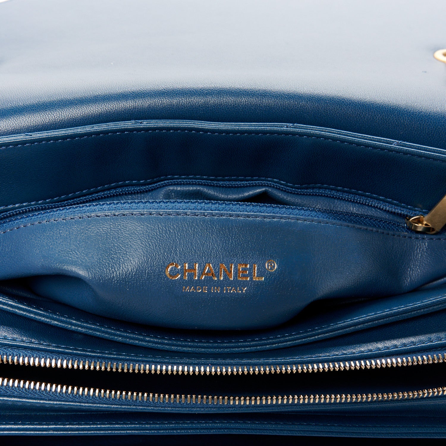 Chanel Lambskin Chevron Stitched Large Envelope Flap Blue 6 of 12