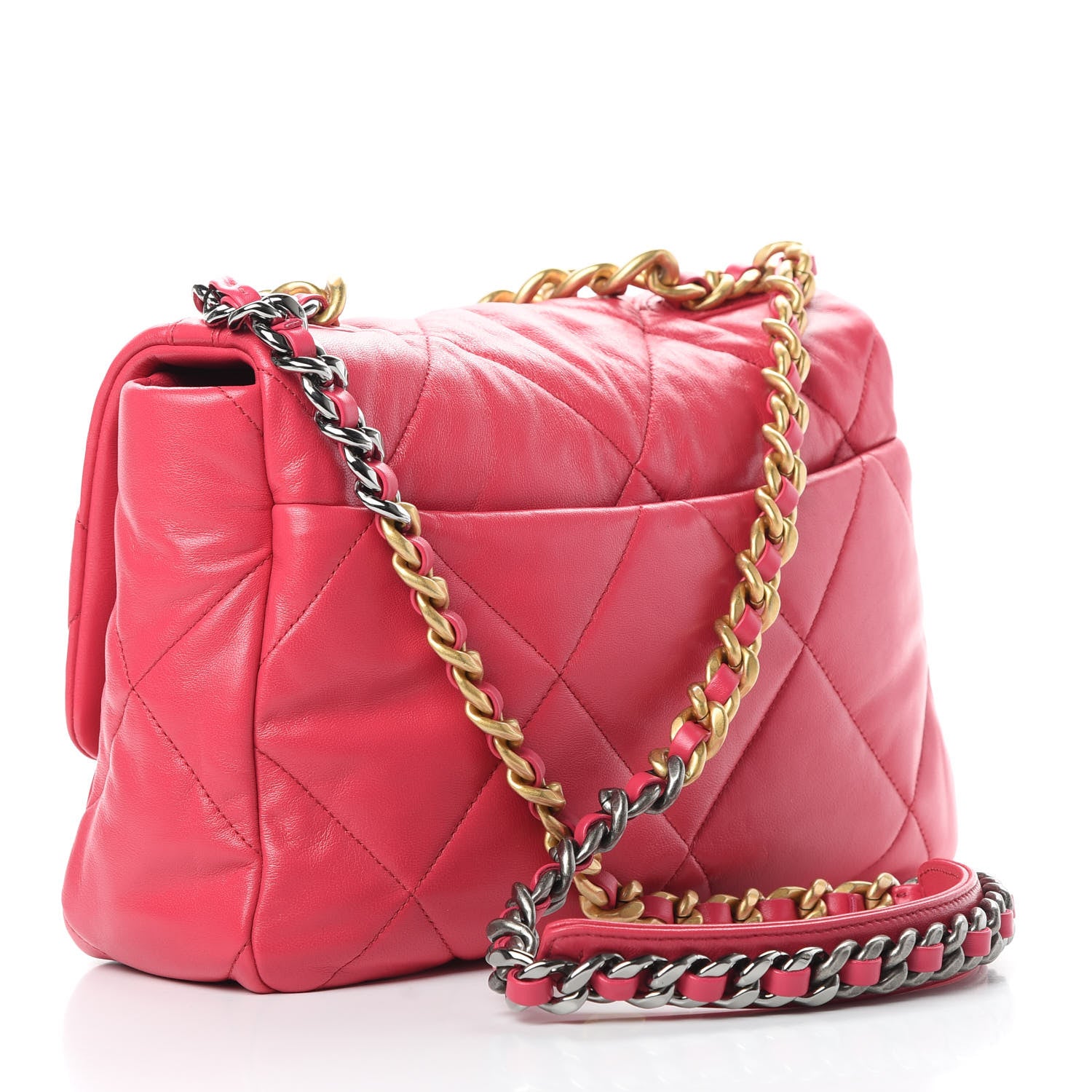 Chanel Lambskin Quilted Large 19 Flap Dark Pink 3 of 11