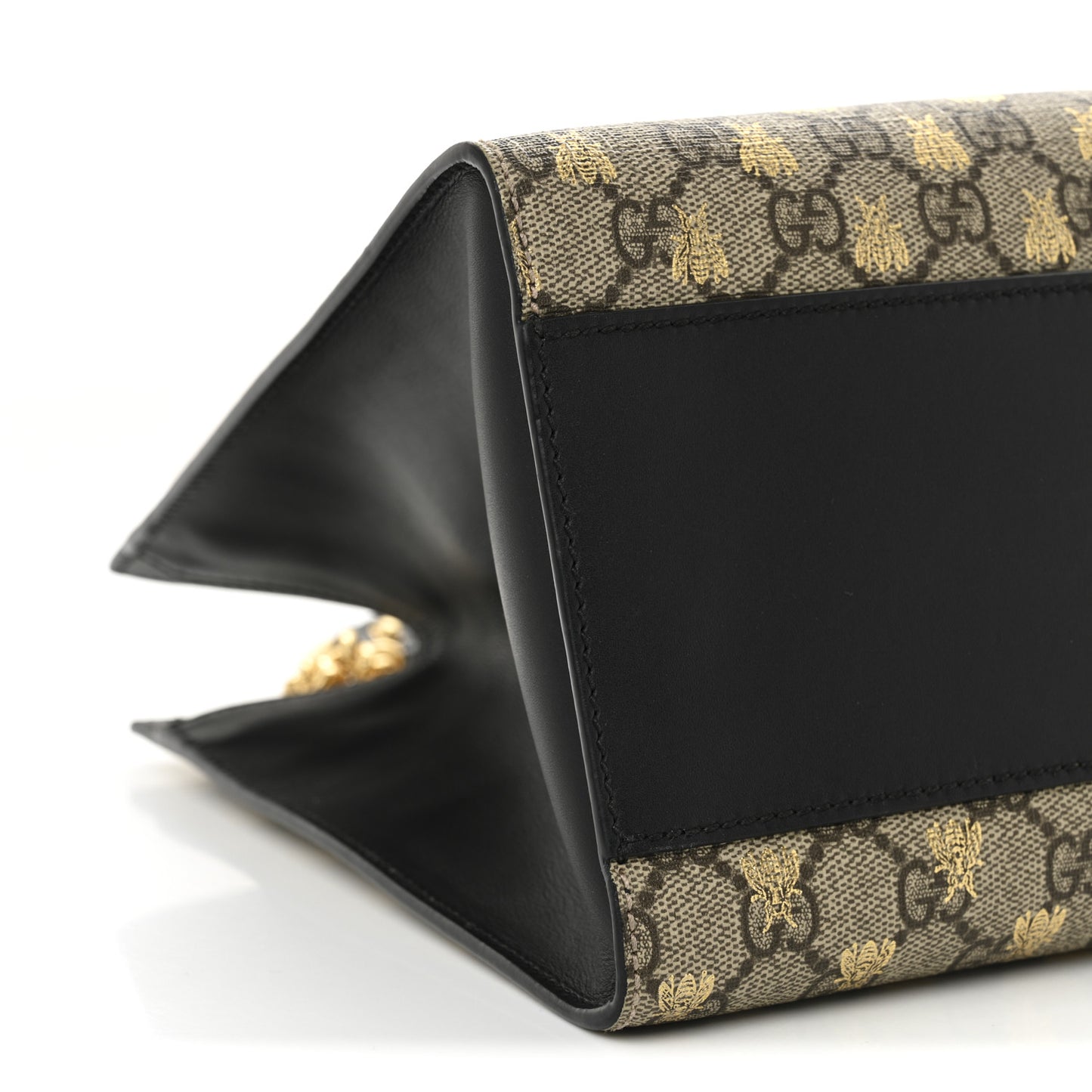 GG Supreme Monogram Bees Medium Padlock Tote Beige Oro Black