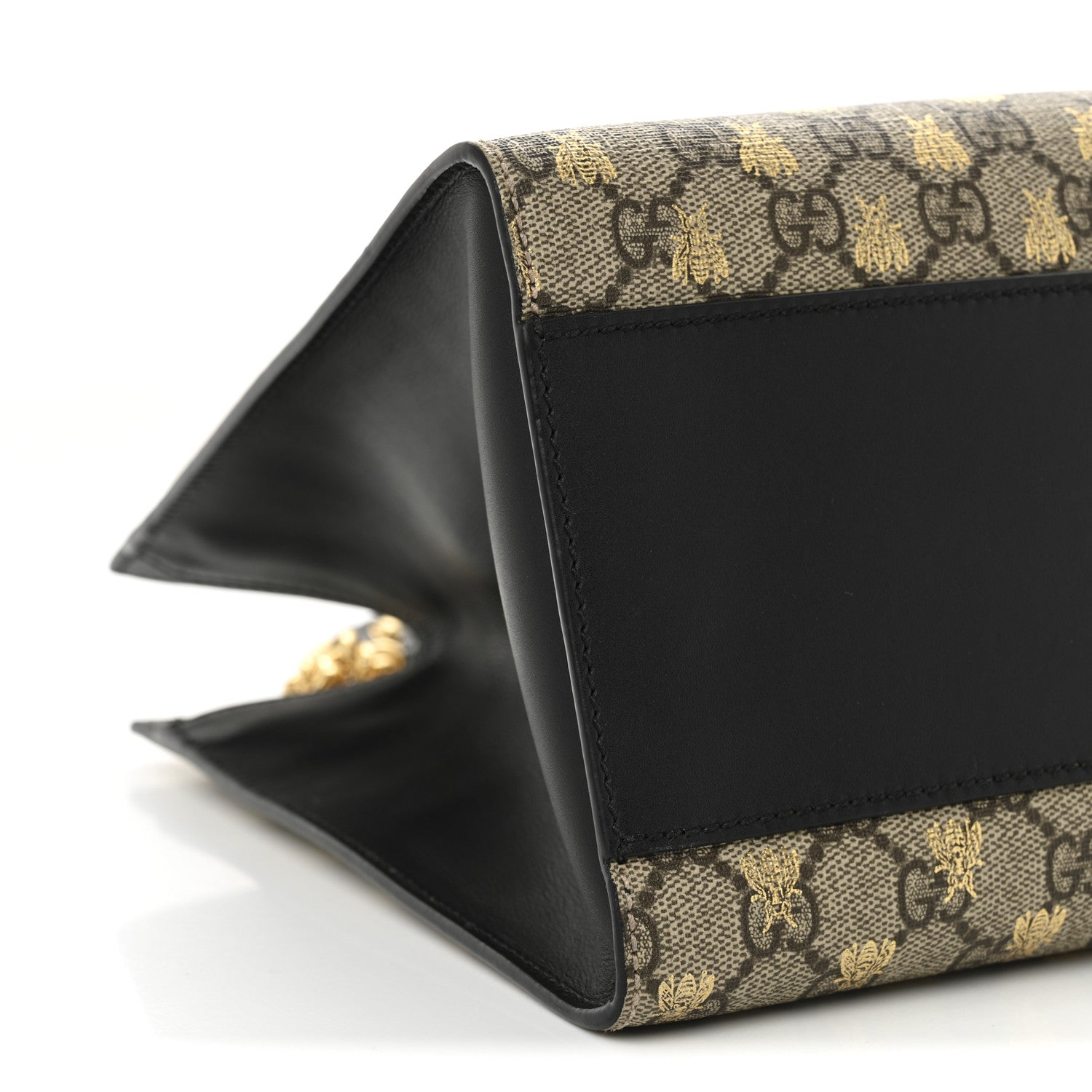 Gucci GG Supreme Monogram Bees Medium Padlock Tote Beige Oro Black 9 of 11