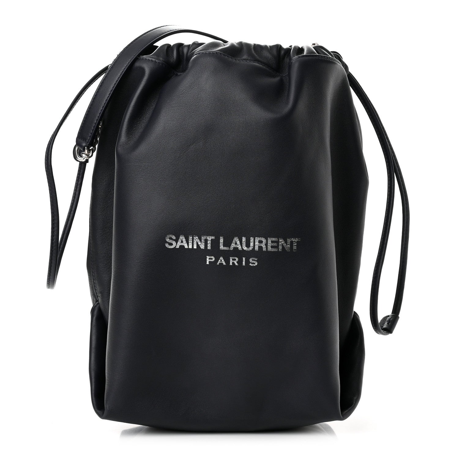 Saint Laurent Lambskin Teddy Drawstring Bag Black 3 of 9