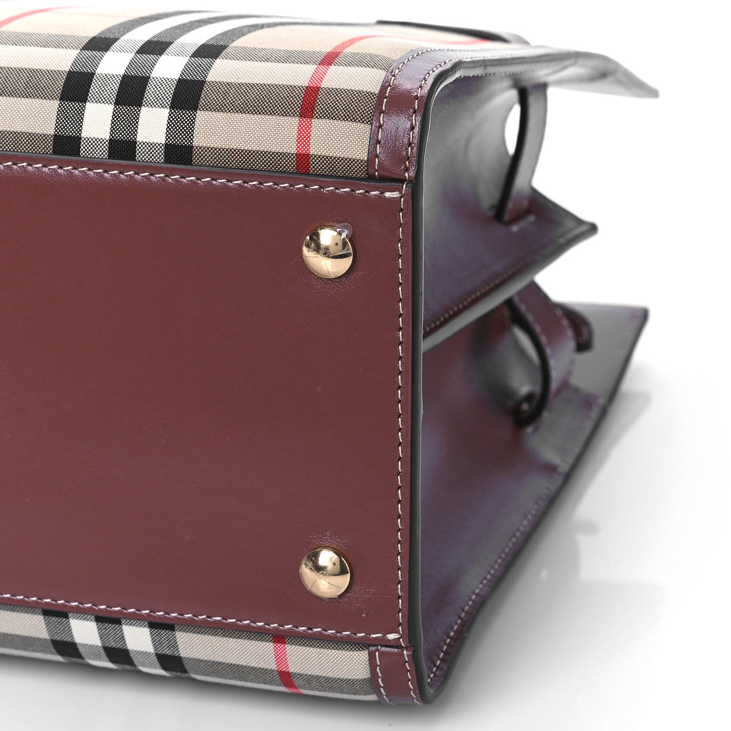 Burberry Calfskin Vintage Check Two Handle Title Bag Archive Beige 8 of 8