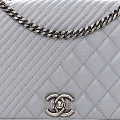 Chanel Glazed Calfskin Quilted Medium Coco Boy Flap Light Grey 7 of 11