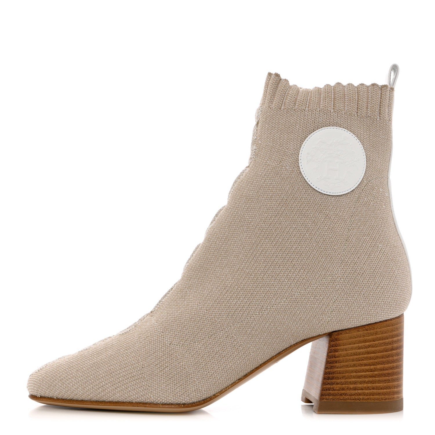 Hermes Knit Calfskin Volver 60 Ankle Boots 36 Nocciola 1 of 9