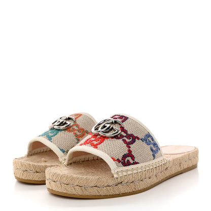 Gucci Linen Psychedelic Mini GG Espadrille Slide Sandals 36.5 Multicolor 3 of 12