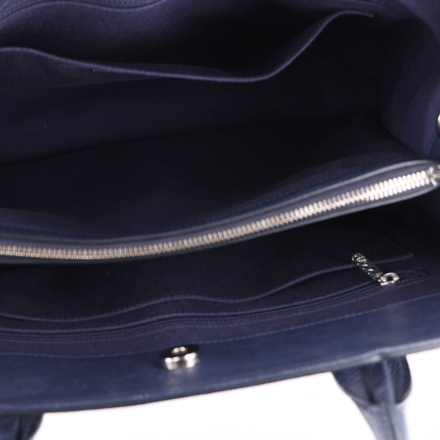 Grained Calfskin Large Neo Executive Shopper Tote Dark Blue